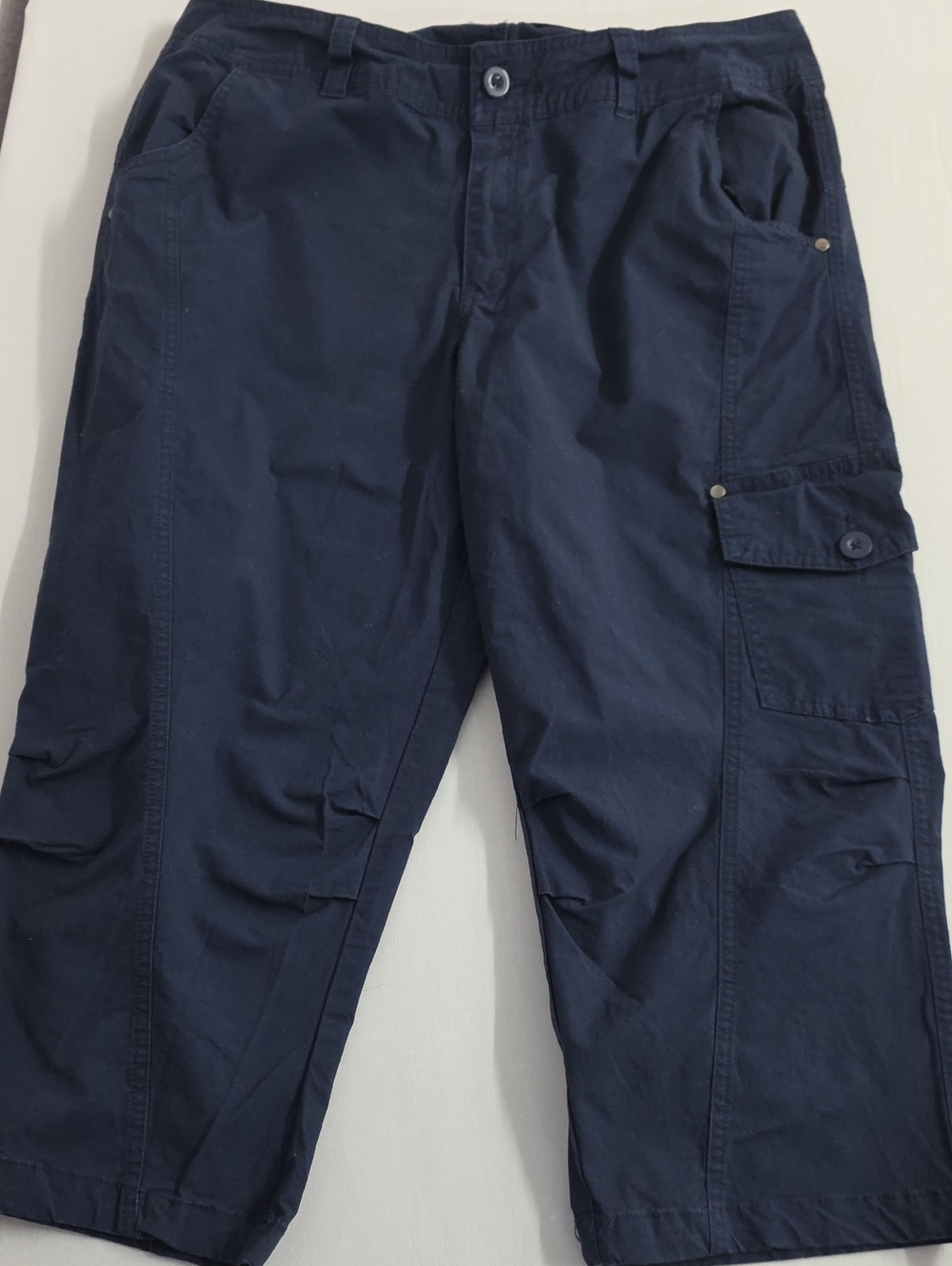 Ellos Navy Stretch Utility Cargo Capris Size 16 Pedal Pushers